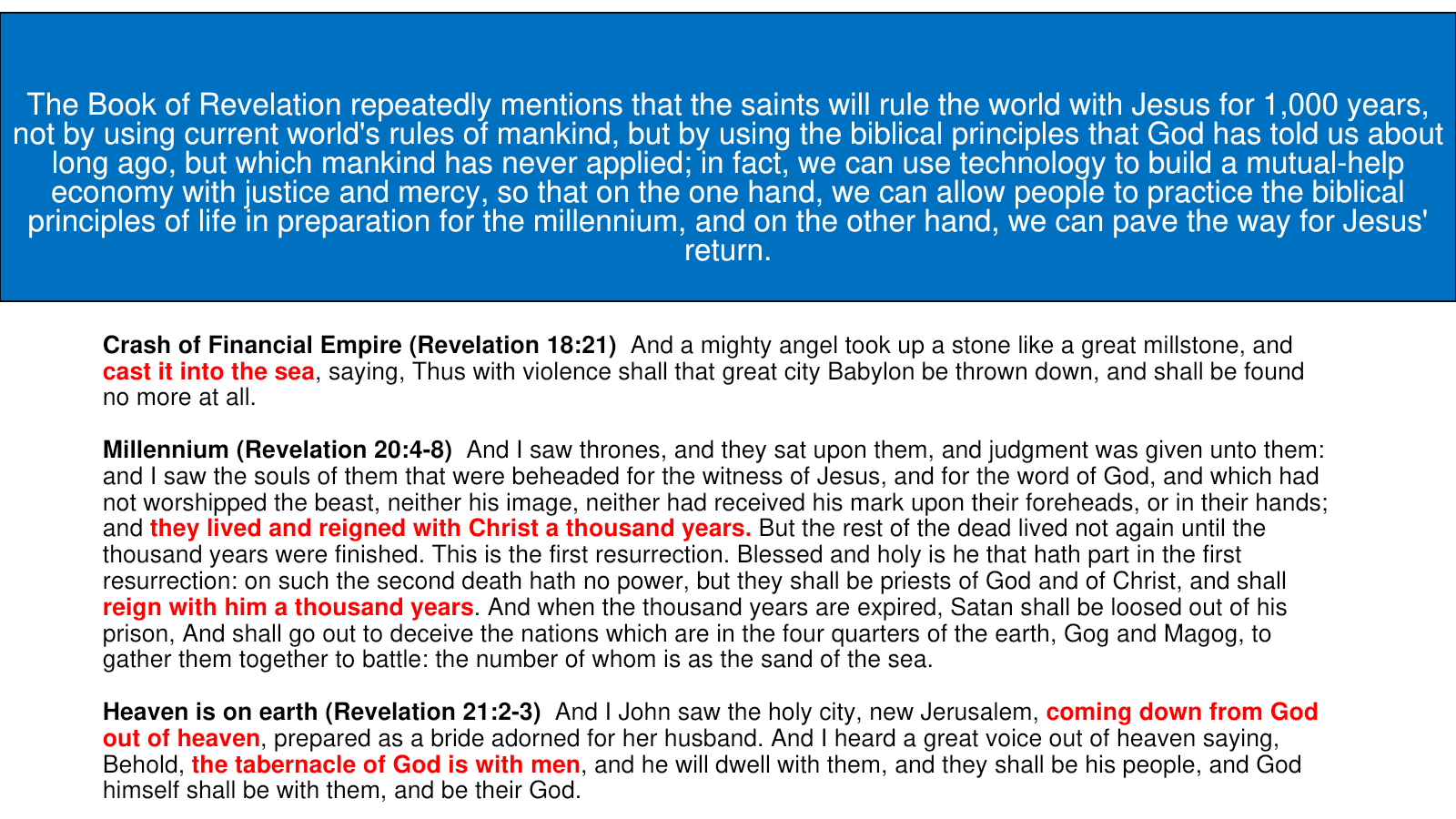 Historical Attachment 2, Figure 11-1 — From the fall of the financial empire to Christ’s reign and the New Creation. Historical Attachment 2, Figure 11-1 — From the fall of the financial empire to Christ’s reign and the New Creation.