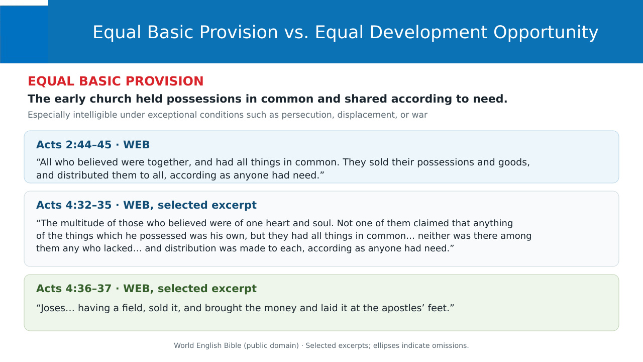 Historical Attachment 4, source slide 11 — Extensive sharing under exceptional conditions; Acts 2 and 4 (English translation). Historical Attachment 4, source slide 11 — Extensive sharing under exceptional conditions; Acts 2 and 4 (English translation).